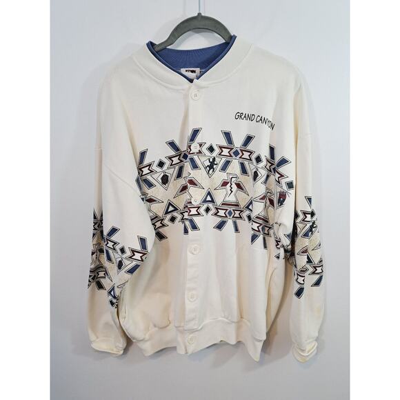 Art Unlimited Sportswear Vintage Grand Canyon Cardigan Sweatshirt Large Cream - Picture 1 of 11